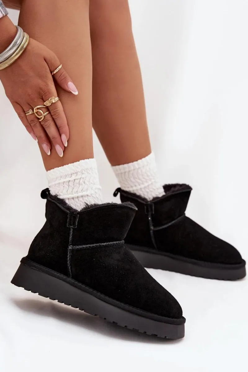 Śniegowce Damskie>Buty damskie Vinceza Śniegowce Z Naturalnego Zamszu Ocieplane Futerkiem Vinceza 97961 Czarne Czarny