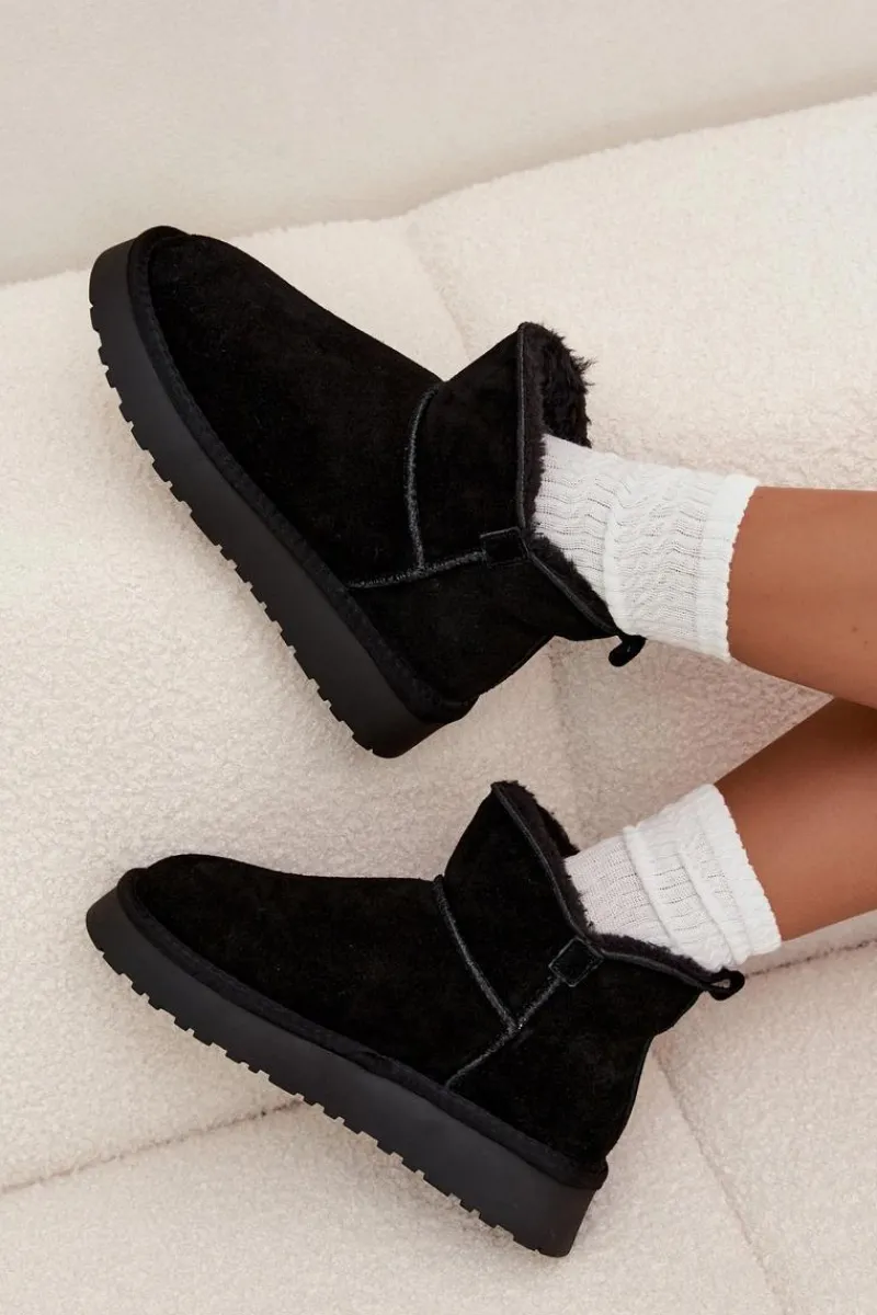 Śniegowce Damskie>Buty damskie Vinceza Śniegowce Z Naturalnego Zamszu Ocieplane Futerkiem Vinceza 97961 Czarne Czarny