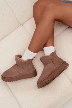 New Buty damskie Vinceza Śniegowce Z Naturalnego Zamszu Ocieplane Futerkiem Vinceza 97961 Beżowe Beżowy