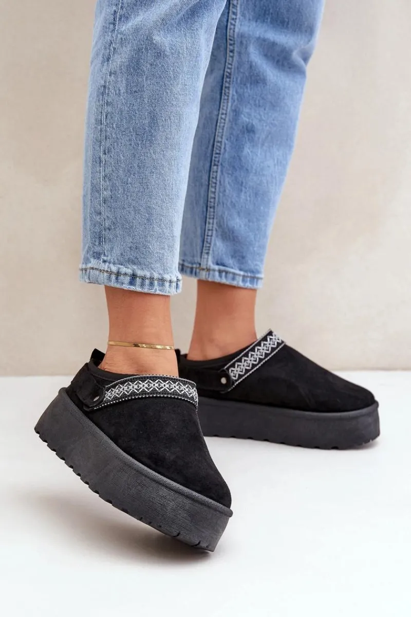 Śniegowce Damskie|Kapcie Klasyczne>Boto Śniegowce Z Ozdobnym Haftem Czarne Selithria Czarny