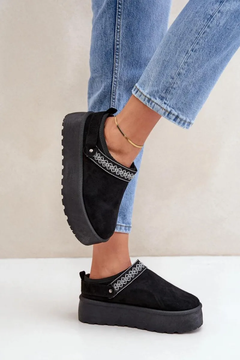 Śniegowce Damskie|Kapcie Klasyczne>Boto Śniegowce Z Ozdobnym Haftem Czarne Selithria Czarny