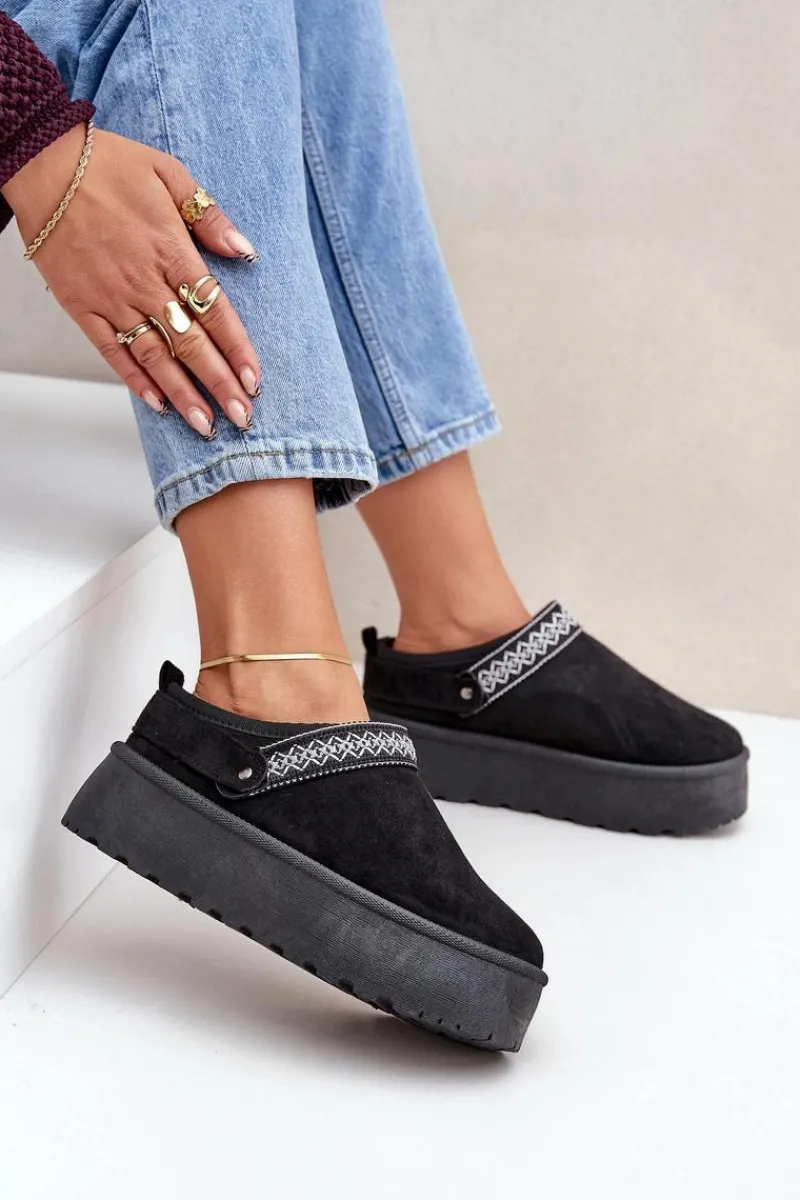 Śniegowce Damskie|Kapcie Klasyczne>Boto Śniegowce Z Ozdobnym Haftem Czarne Selithria Czarny