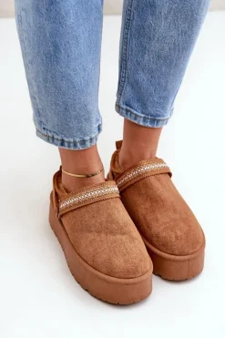 New Śniegowce Z Ozdobnym Haftem Camel Selithria Damskie Śniegowce Damskie|Kapcie Klasyczne