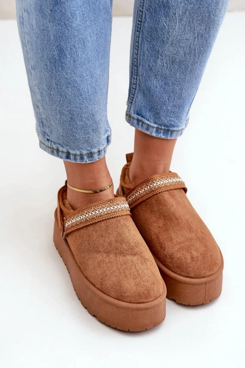 New Śniegowce Z Ozdobnym Haftem Camel Selithria Damskie Śniegowce Damskie|Kapcie Klasyczne