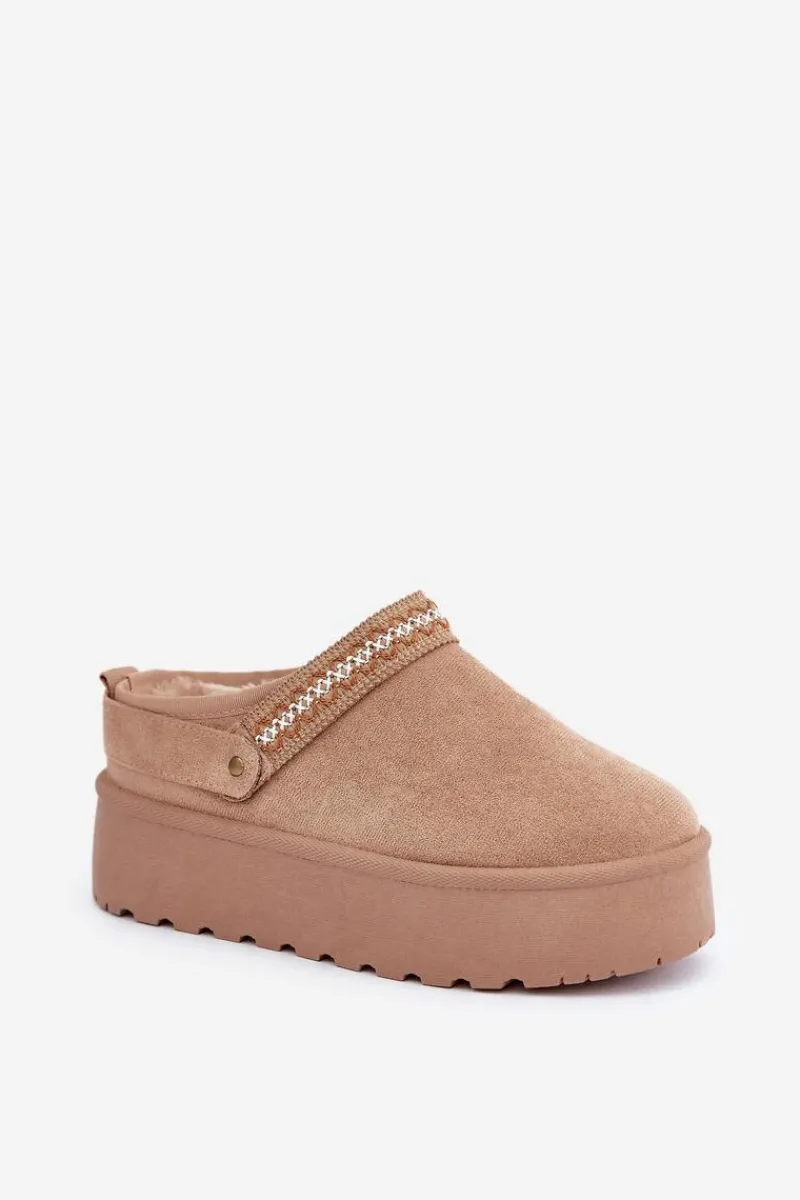 Śniegowce Damskie|Kapcie Klasyczne>Boto Śniegowce Z Ozdobnym Haftem Beżowe Selithria Beżowy