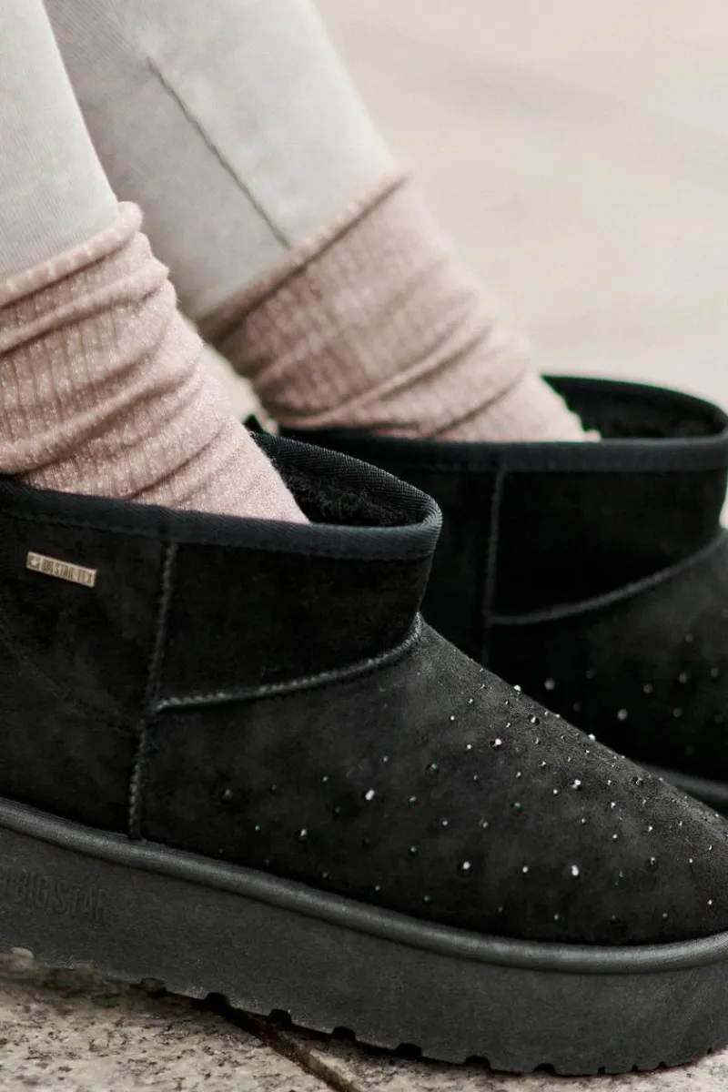 Śniegowce Damskie>Big Star Shoes Śniegowce Ze Zdobieniem Na Platformie Big Star OO274A105 Czarne Czarny