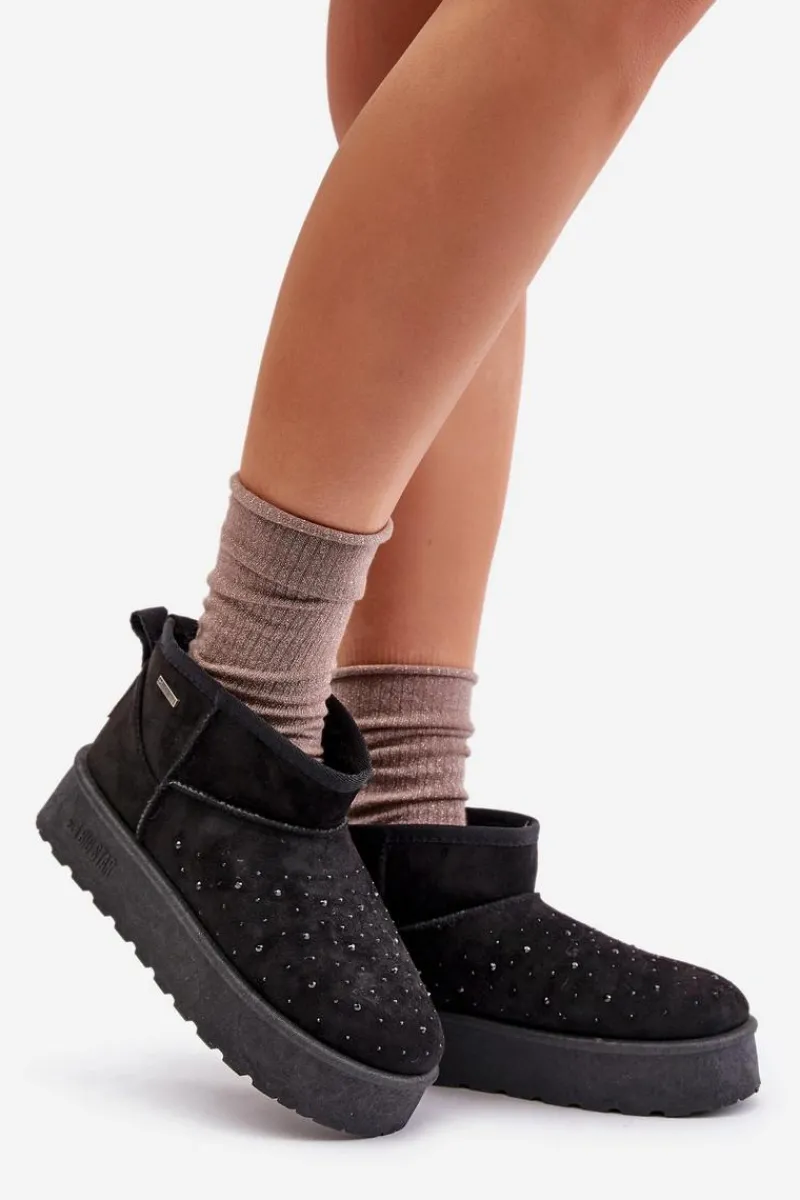 Śniegowce Damskie>Big Star Shoes Śniegowce Ze Zdobieniem Na Platformie Big Star OO274A105 Czarne Czarny