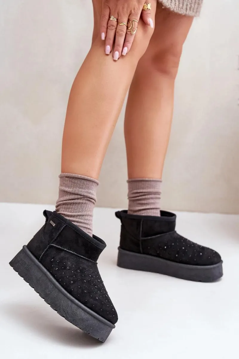 Śniegowce Damskie>Big Star Shoes Śniegowce Ze Zdobieniem Na Platformie Big Star OO274A105 Czarne Czarny