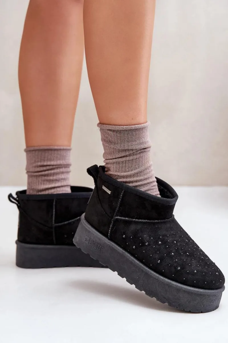Śniegowce Damskie>Big Star Shoes Śniegowce Ze Zdobieniem Na Platformie Big Star OO274A105 Czarne Czarny