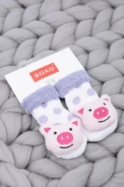 Clearance Niemowlęce Skarpetki z Grzechotką Świnka Soxo Skarpetki|Skarpetki