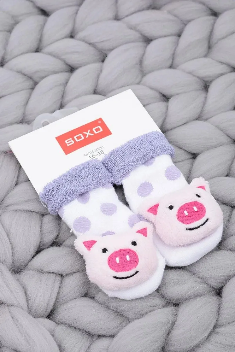 Clearance Niemowlęce Skarpetki z Grzechotką Świnka Soxo Skarpetki|Skarpetki