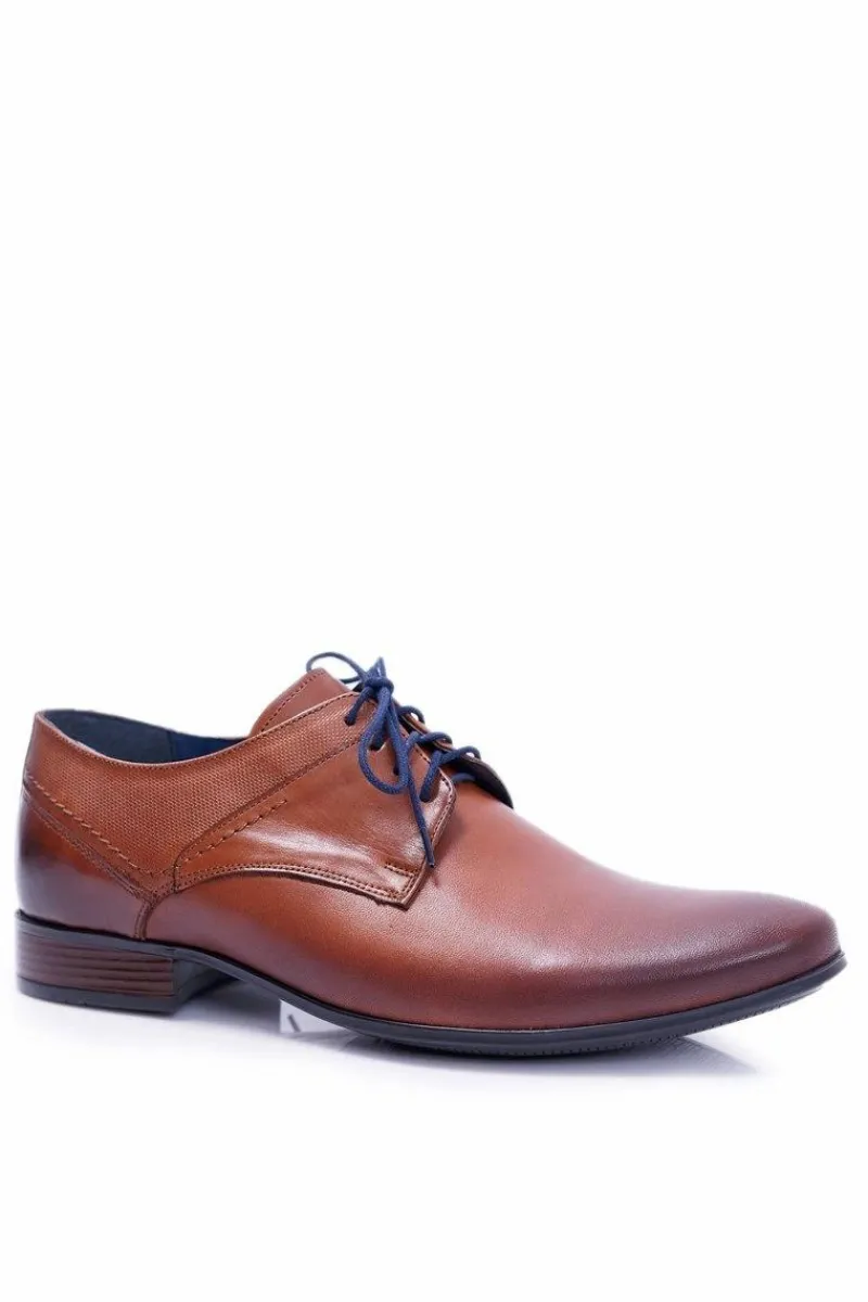 Outlet Nikopol 1622 Męskie Brązowe Skórzane Wizytowe Półbuty Męskie Półbuty Eleganckie