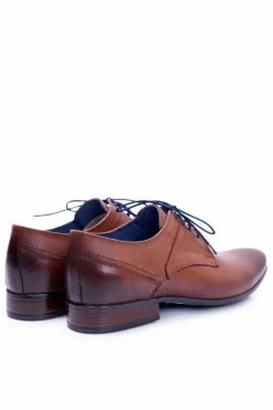Outlet Nikopol 1622 Męskie Brązowe Skórzane Wizytowe Półbuty Męskie Półbuty Eleganckie