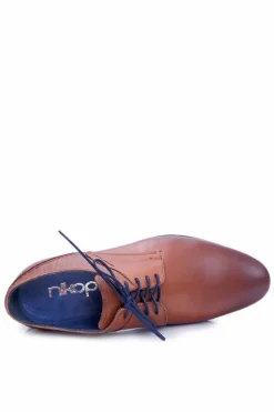 Outlet Nikopol 1622 Męskie Brązowe Skórzane Wizytowe Półbuty Męskie Półbuty Eleganckie