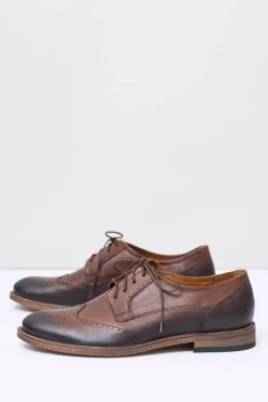 Discount Nikopol Brązowe Skórzane Męskie Eleganckie Półbuty Mortes Męskie Półbuty Eleganckie