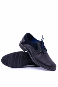 Online Nikopol Czarne Skórzane Męskie Półbuty Zinedine Męskie Półbuty Casual