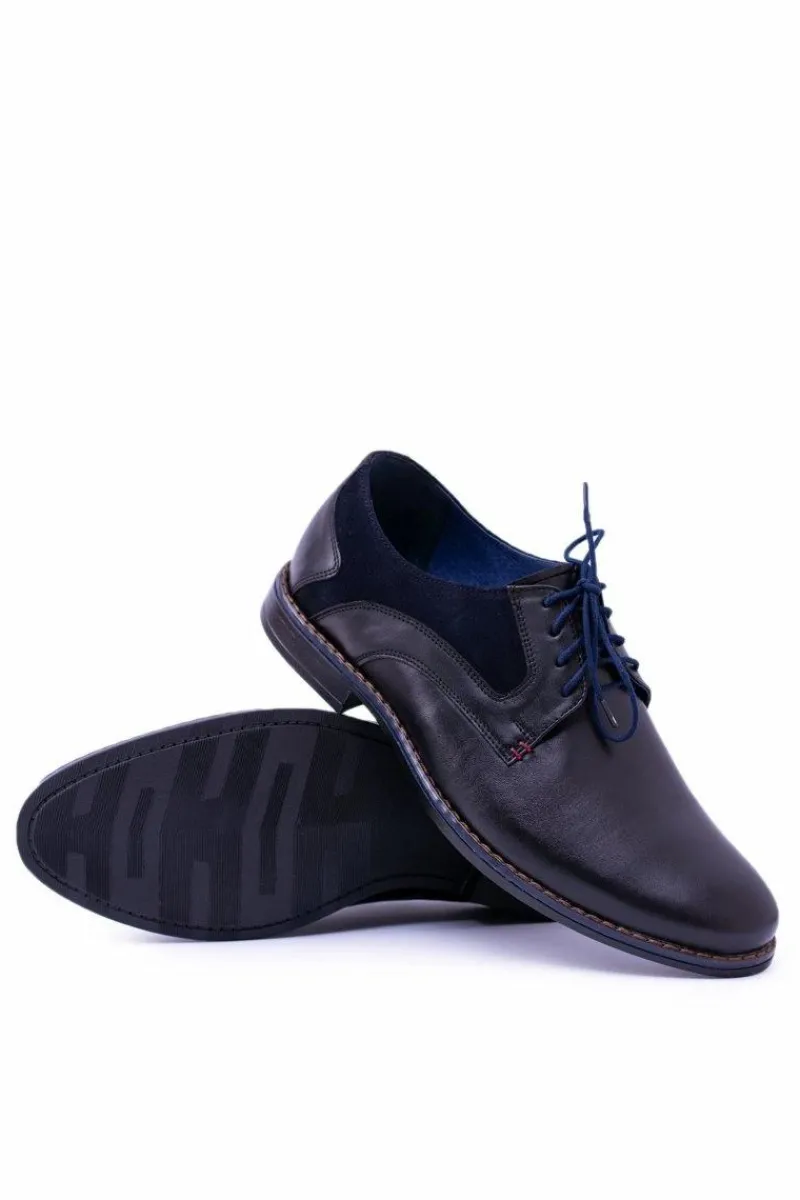 Online Nikopol Czarne Skórzane Męskie Półbuty Zinedine Męskie Półbuty Casual