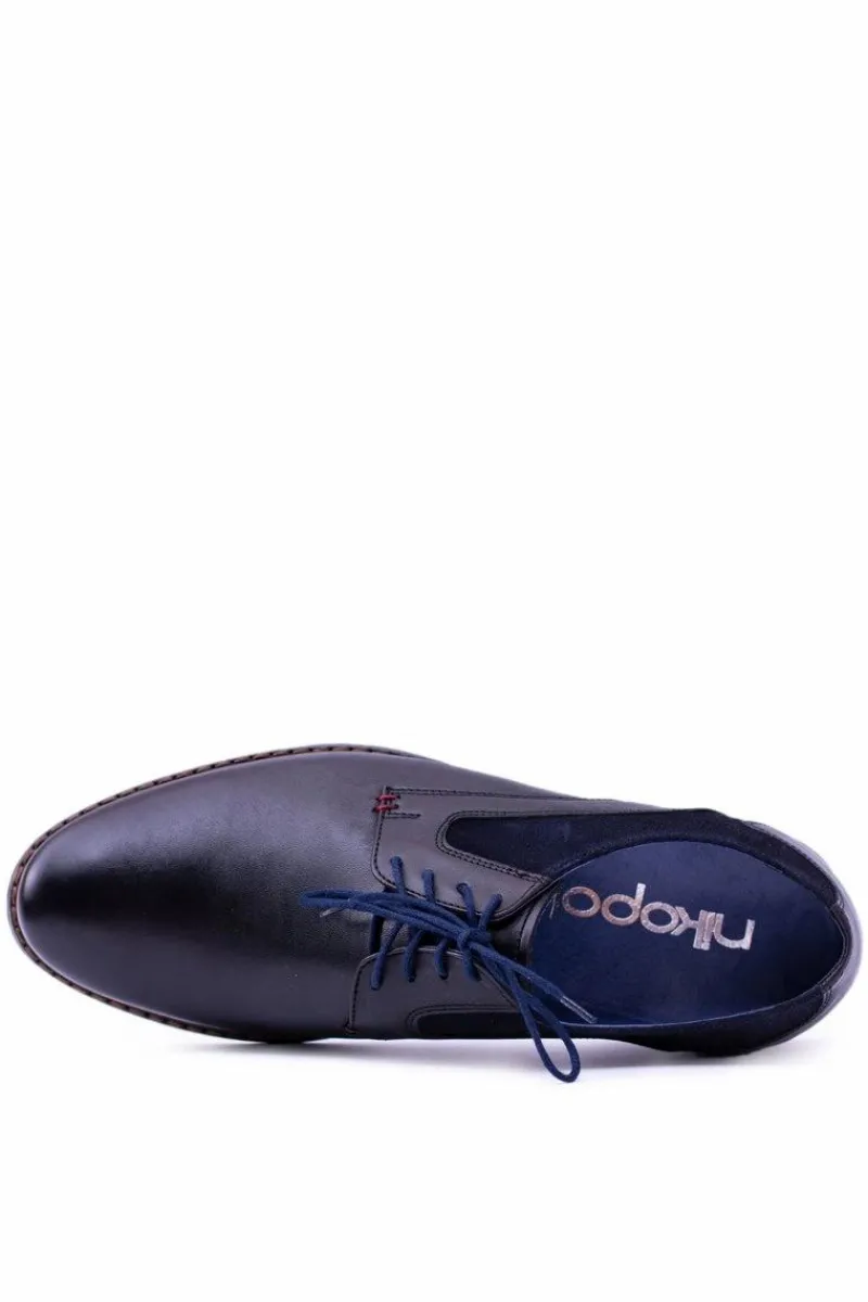 Online Nikopol Czarne Skórzane Męskie Półbuty Zinedine Męskie Półbuty Casual