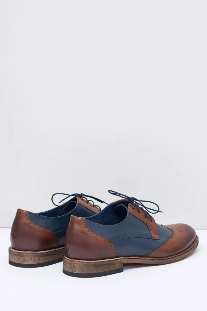 Boto Nikopol Granatowe Skórzane Męskie Eleganckie Półbuty Mortes