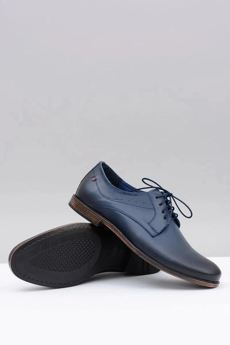 Discount Boto Nikopol Granatowe Skórzane Męskie Półbuty James