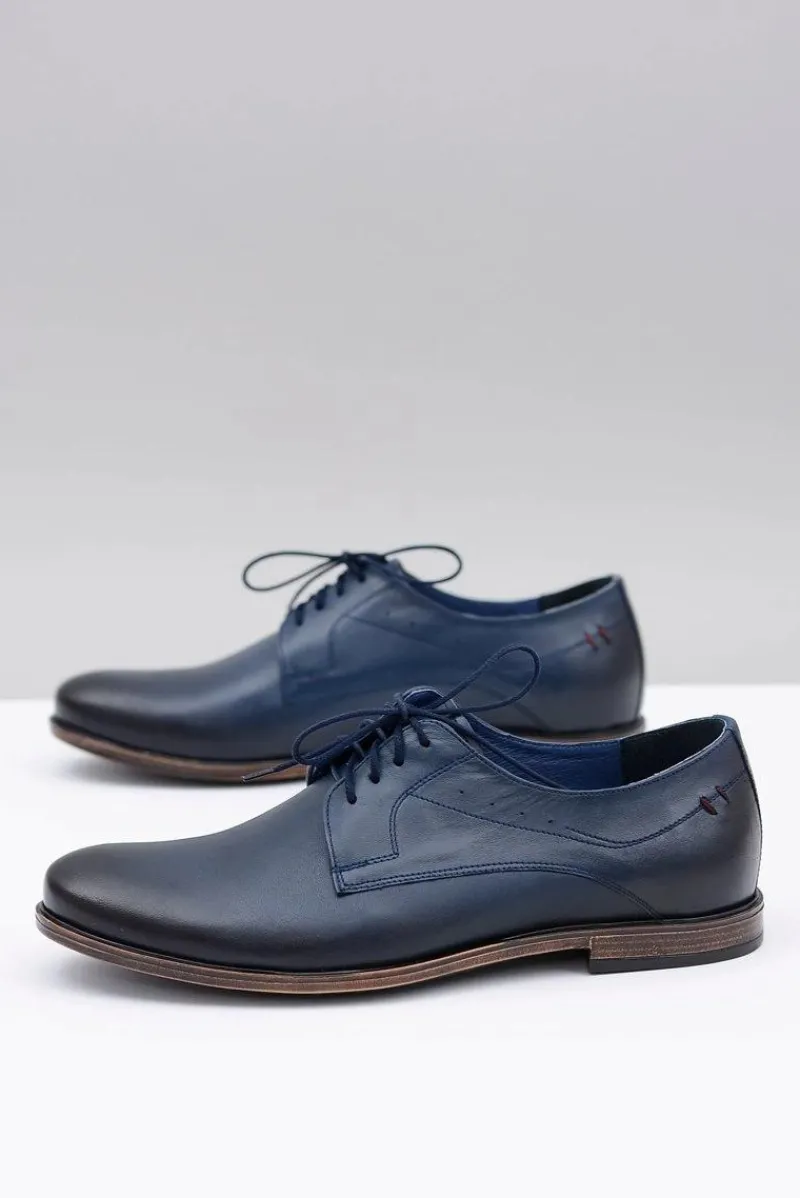 Discount Boto Nikopol Granatowe Skórzane Męskie Półbuty James