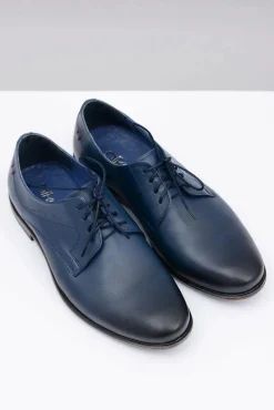 Discount Boto Nikopol Granatowe Skórzane Męskie Półbuty James