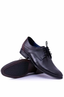 Nikopol Męskie Czarne Skórzane Wizytowe Półbuty Traditional Męskie Półbuty Eleganckie