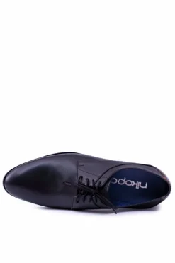 Nikopol Męskie Czarne Skórzane Wizytowe Półbuty Traditional Męskie Półbuty Eleganckie