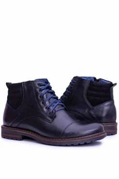 Online Boto Nikopol Skórzane Botki Męskie Czarne Buty Ford
