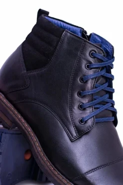 Online Boto Nikopol Skórzane Botki Męskie Czarne Buty Ford