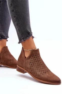 New Niskie Botki Damskie Na Płaskim Obcasie Brązowe Janetris Damskie Botki Wiosenne|Czarne Botki