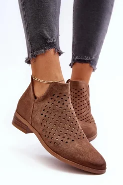 New Niskie Botki Damskie Na Płaskim Obcasie Brązowe Janetris Damskie Botki Wiosenne|Czarne Botki