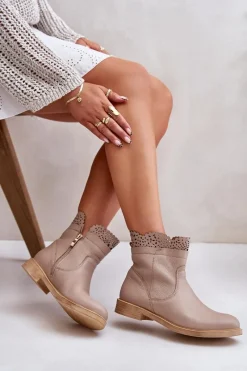 Botki Ażurowe|Brązowe I Beżowe Botki><noscript><img width=