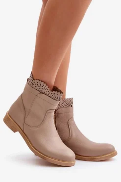 Botki Ażurowe|Brązowe I Beżowe Botki><noscript><img width=