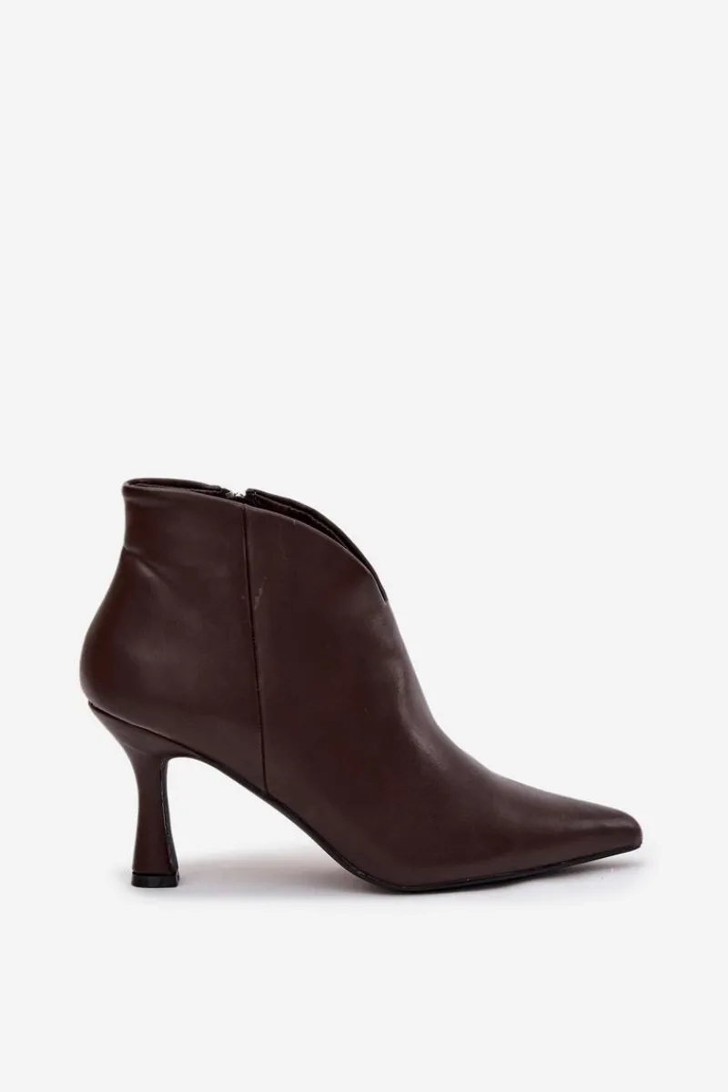 Online Niskie Botki Damskie Na Szpilce Czekoladowe Jolivra Damskie Botki Na Obcasie