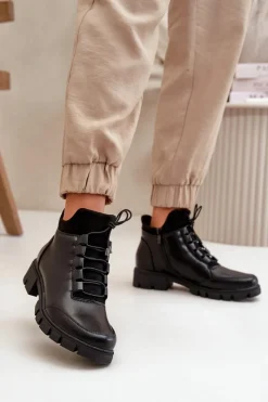 Botki Ocieplane|Czarne Botki>Boto Niskie Botki Damskie Ocieplane Z Eko Skóry Czarne Erisabelle Czarny