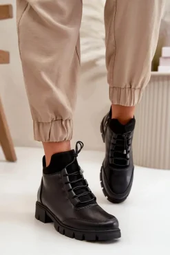 Botki Ocieplane|Czarne Botki>Boto Niskie Botki Damskie Ocieplane Z Eko Skóry Czarne Erisabelle Czarny