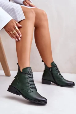 Online Boto Niskie Botki Ocieplane Na Zamek Z Ozdobą Zielone Nevalia Zielony
