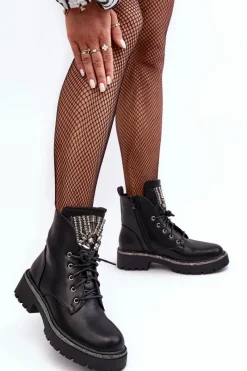 Botki Sznurowane|Czarne Botki><noscript><img width=