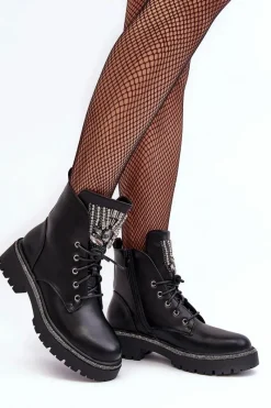 Botki Sznurowane|Czarne Botki><noscript><img width=