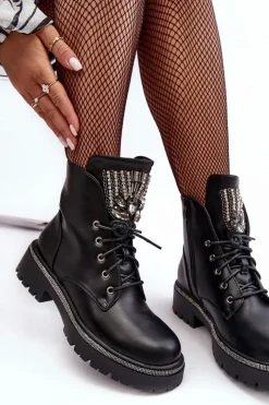 Botki Sznurowane|Czarne Botki><noscript><img width=