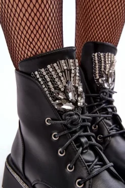 Botki Sznurowane|Czarne Botki><noscript><img width=