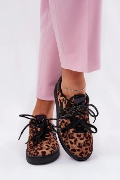 Sale Boto Niskie Buty Sportowe Damskie W Panterkę Brązowe Zelevelis Brązowy