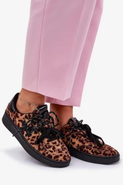 Sale Boto Niskie Buty Sportowe Damskie W Panterkę Brązowe Zelevelis Brązowy