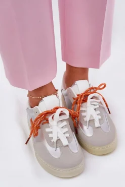 Sneakersy Damskie></noscript>Boto Niskie Buty Sportowe Damskie Srebrne Zelevelis Srebrny