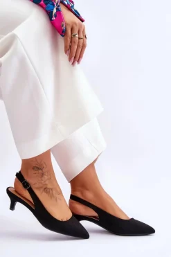 Czółenka Zamszowe|Czółenka Klasyczne>Boto Niskie Czółenka W Szpic Czarne Lia