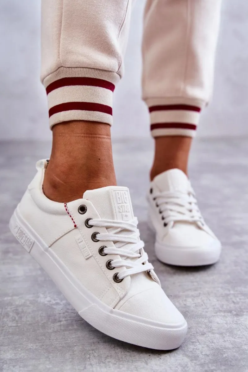 Trampki Damskie Big Star|Trampki Damskie Niskie>Big Star Shoes Niskie Damskie Materiałowe Trampki Big Star KK274003 Białe