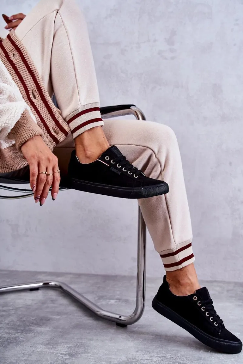 Sale Niskie Damskie Materiałowe Trampki Big Star KK274004 Czarne Damskie Trampki Damskie Big Star|Trampki Damskie Niskie