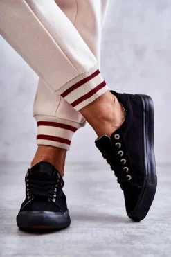 Sale Niskie Damskie Materiałowe Trampki Big Star KK274004 Czarne Damskie Trampki Damskie Big Star|Trampki Damskie Niskie