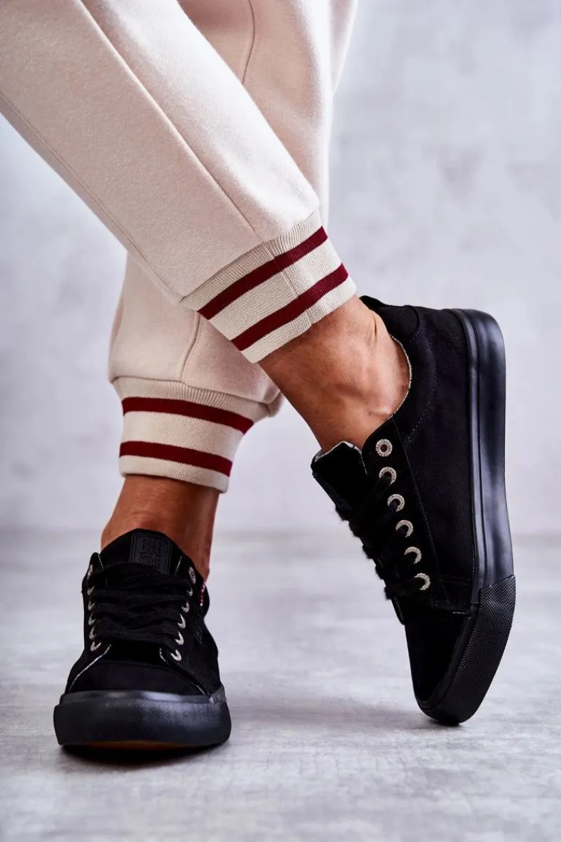 Sale Niskie Damskie Materiałowe Trampki Big Star KK274004 Czarne Damskie Trampki Damskie Big Star|Trampki Damskie Niskie